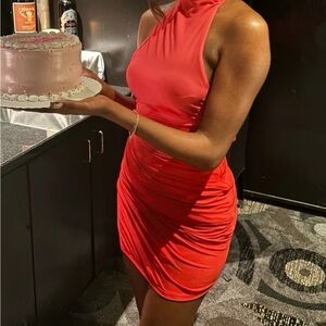 Zara Red One-Shoulder Bodycon Dress